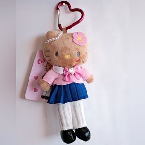 Rare Hello Kitty Plush school outfit Pink Bow and Blue Skirt Japanese Authentic